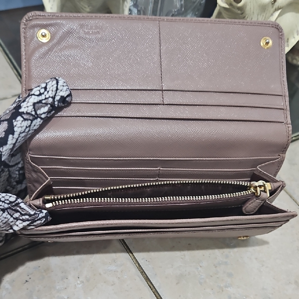 Prada Metallic Dusty Rose Saffiano Continental Wallet - Picture 14 of 16